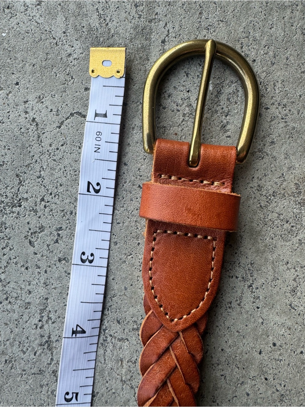 J. Crew Braided Leather Belt in Rich Brown Cognac with Brass Buckle XS/S 40” - Picture 5 of 16